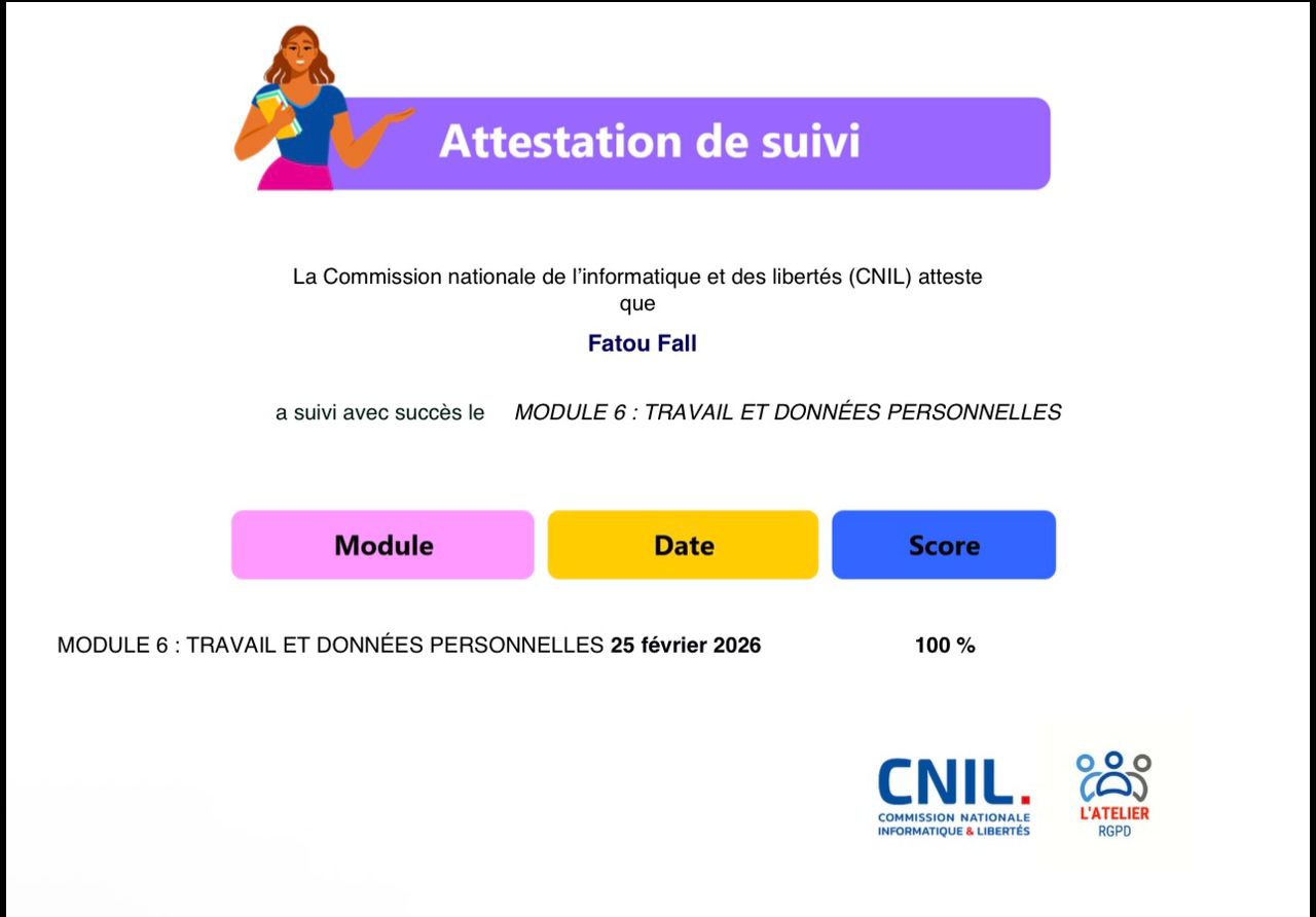 Module 6 : Travail et données personnelles